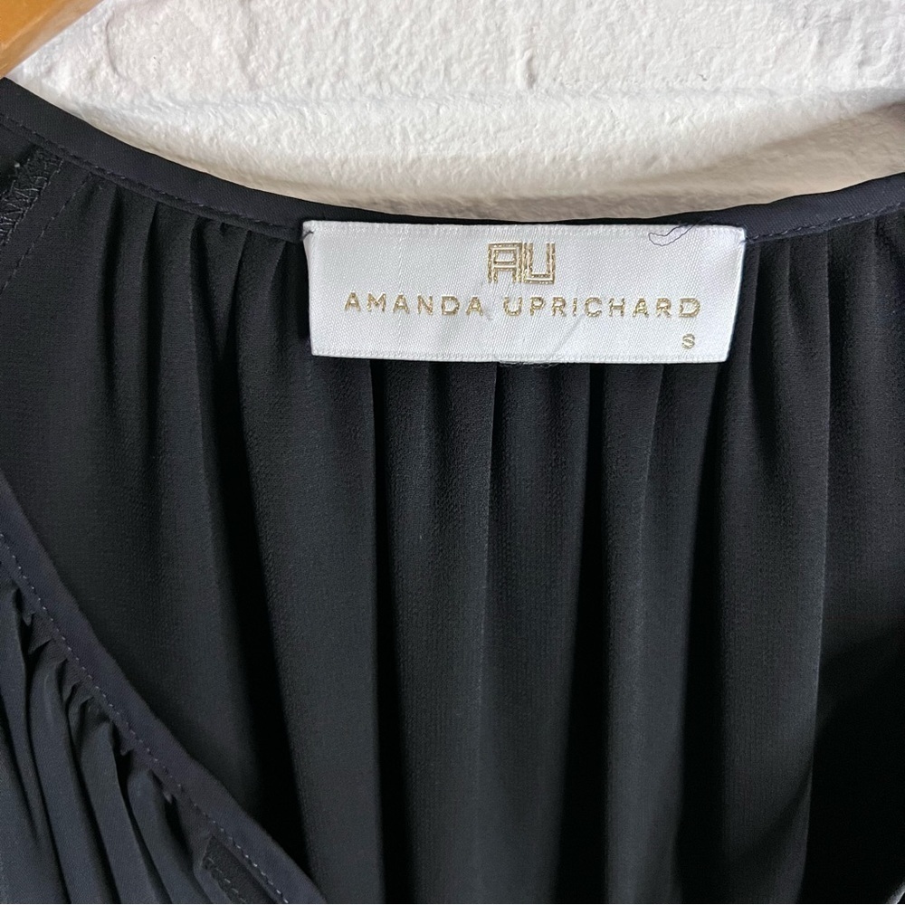 Amanda Uprichard Black Short Sleeve Ruffle Smocked Waist Dress, Size Small - Picture 4 of 8